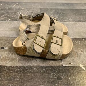 Lottini Little Girls Size 5 Double Buckle Sandals Tan Ankle Strap Slip Ons